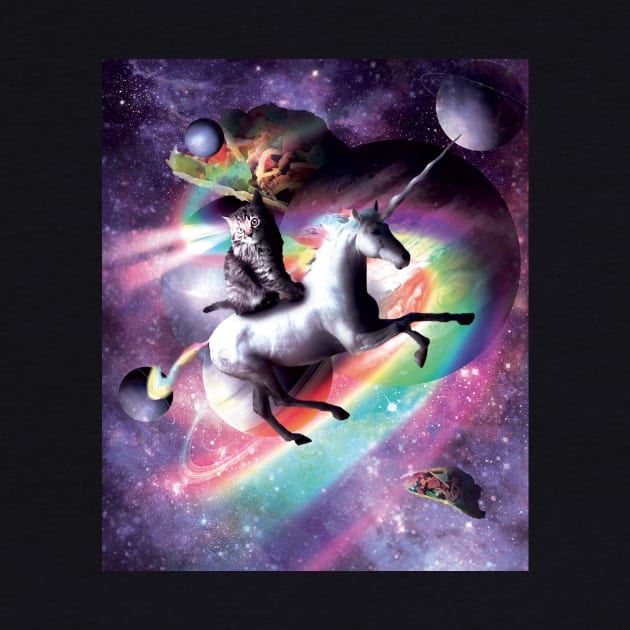 Space Cat Riding Unicorn - Laser, Tacos And Rainbow by Random Galaxy